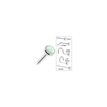 Solid 14K White Gold 2mm Aventurine Quartz Nose Ring