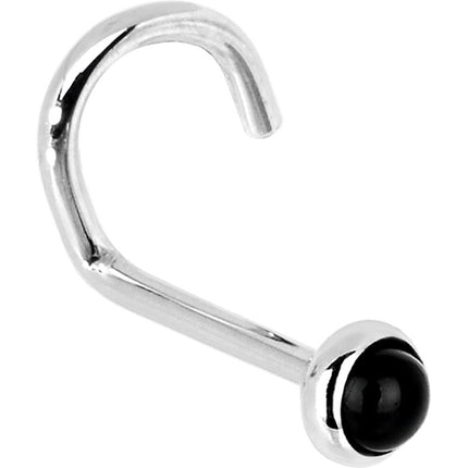 Solid 14K White Gold 2mm Onyx Nose Ring