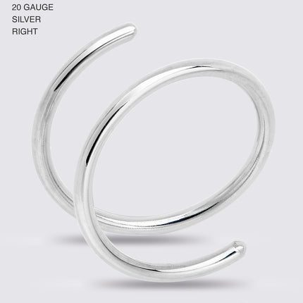 Double Hoop Nose 925 Sterling Silver Spiral Nose Ring 20G 8mm Right