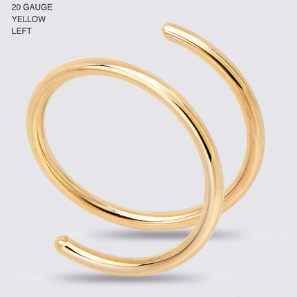 Double Hoop Nose 14k Yellow Gold Filled Spiral Nose Ring 20G 8mm Left