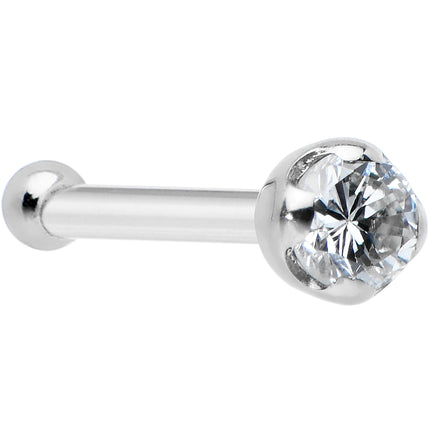 14k Solid White Gold Genuine 1.5mm Diamond Micro Nose Ring