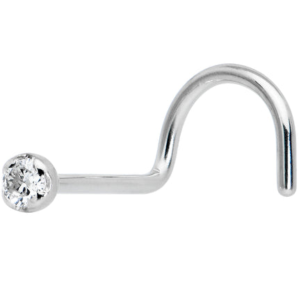 14k Solid White Gold Genuine 1.5mm Diamond Micro Nose Ring