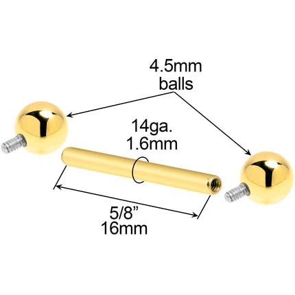 14k Solid Gold Ball Internally Threaded Barbell Tongue Ring