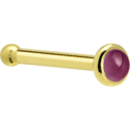 Solid 14K Yellow Gold 2mm Genuine Raspberry Rhodolite Garnet Nose Ring