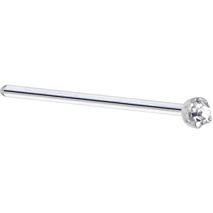 Solid 14K White Gold 1.5mm Genuine Diamond Nose Ring