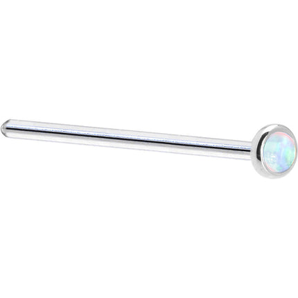 Solid 14K White Gold 2mm Synthetic Opal Nose Ring