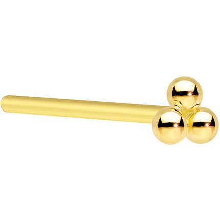 14k Yellow Gold 3mm Trinity Nose Ring