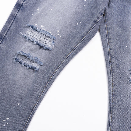 AZUL DISTRESSED SPLIT FLARE DENIM