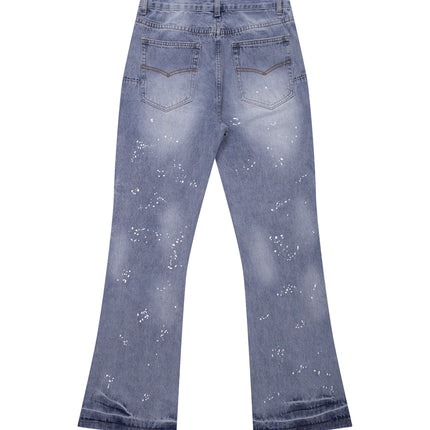 AZUL DISTRESSED SPLIT FLARE DENIM