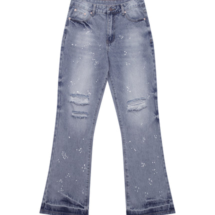 AZUL DISTRESSED SPLIT FLARE DENIM