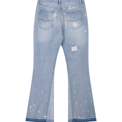 SKY DISTRESSED SPLIT FLARE DENIM