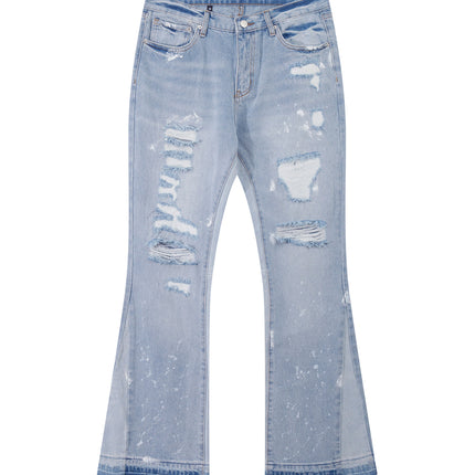 SKY DISTRESSED SPLIT FLARE DENIM