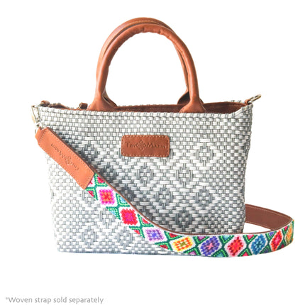 Gabrielle Small Woven Crossbody Bag - Tan Leather