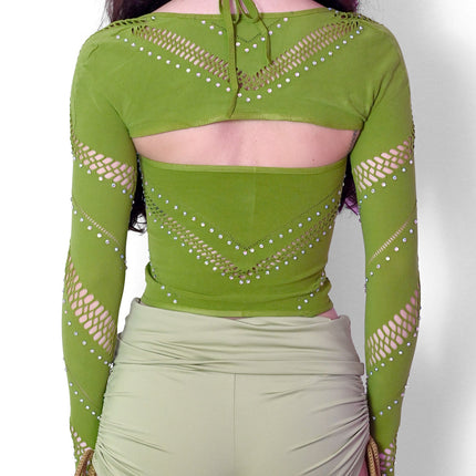 Green Halter Bolero Set