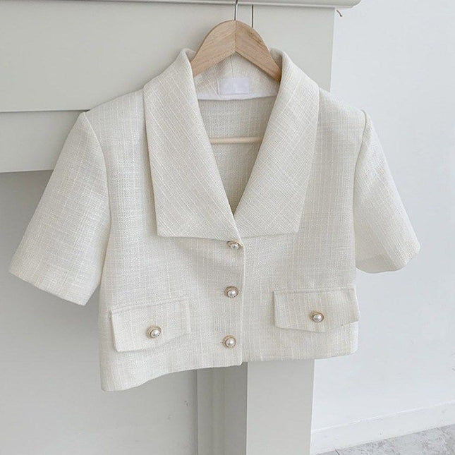 Blazer Short Women 2022 Summer Loose White Jackets Office Ladies