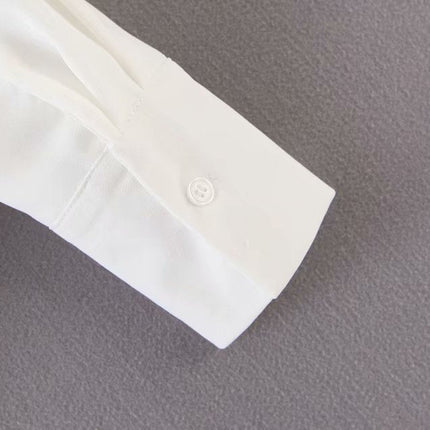 mini dress summer long sleeves women irregularity pleated vocation style loose white shirtdress