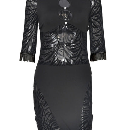 Cut Out Sexy Zebra Mesh Transparent Women's Pencil Short Dresses Mini Dress for Beach Bodycon