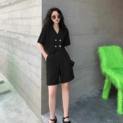 Fashion Office Short Sets Women Korean Loose Two Piece Suits Summer Thin