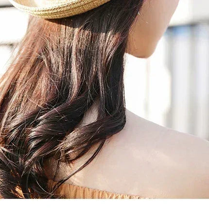 Hats For Women Summer Sun Protection Straw Hat Female Round Top Curled Brim Parent Child Student Sunshade Travel