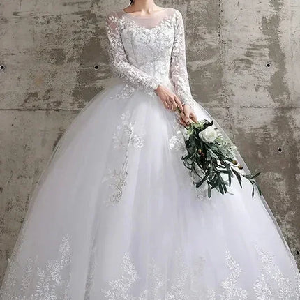 Custom Luxury Wedding Dress - Long Sleeve Ball Gown Plus Size | Femstylo