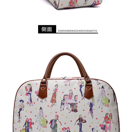 Women Travel Bags PU Leather Large Capacity Waterproof Print Luggage Duffle Bag