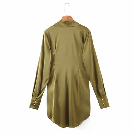 mini dress summer long sleeves women irregularity pleated vocation style loose white shirtdress