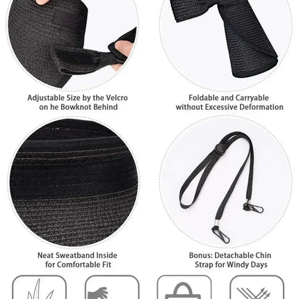 Women Summer Visors Hat Hat - Stylish and UV-Resistant for Outdoor HikingFoldable Sun Cap Wide Large Brim Beach Straw Hats Chape