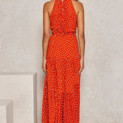 Summer Long Dress Polka Dot Casual Dresses Black Sexy Halter Strapless Sundress Vacation