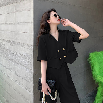 Fashion Office Short Sets Women Korean Loose Two Piece Suits Summer Thin