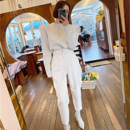 Harem Jeans Pants High Waist Loose Denim Jeans Female Buttons Trousers