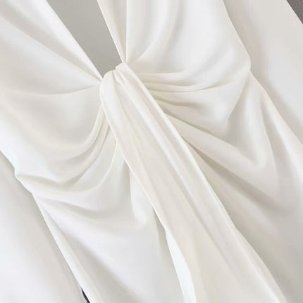 mini dress summer long sleeves women irregularity pleated vocation style loose white shirtdress
