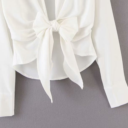 mini dress summer long sleeves women irregularity pleated vocation style loose white shirtdress