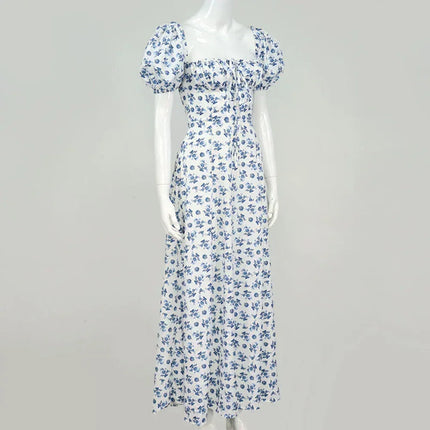 Summer Women Puff Sleeve Floral Printed Dress,Long Dresses,Woman Clothing,Dress Women,Women's Elegant Dresses,Sexy Costume Women