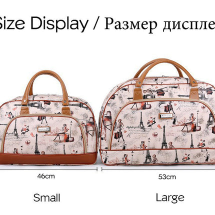 Women Travel Bags PU Leather Large Capacity Waterproof Print Luggage Duffle Bag