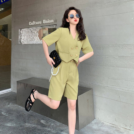 Fashion Office Short Sets Women Korean Loose Two Piece Suits Summer Thin