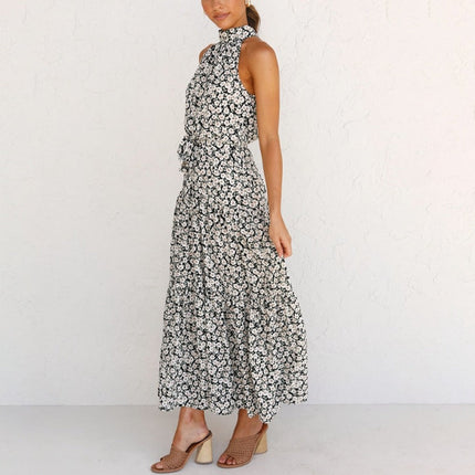 Summer Long Dress Polka Dot Casual Dresses Black Sexy Halter Strapless Sundress Vacation