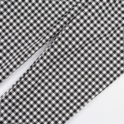 Women Straps Jumpsuits Ladies Summer Plaids Checked Playsuits Backless Outfits White&Black