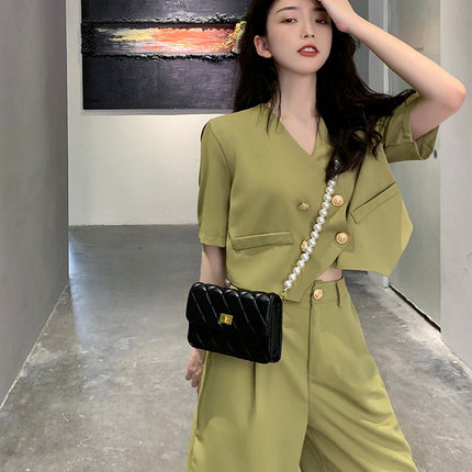 Fashion Office Short Sets Women Korean Loose Two Piece Suits Summer Thin