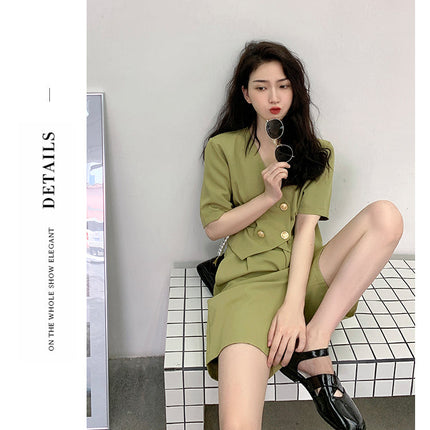 Fashion Office Short Sets Women Korean Loose Two Piece Suits Summer Thin