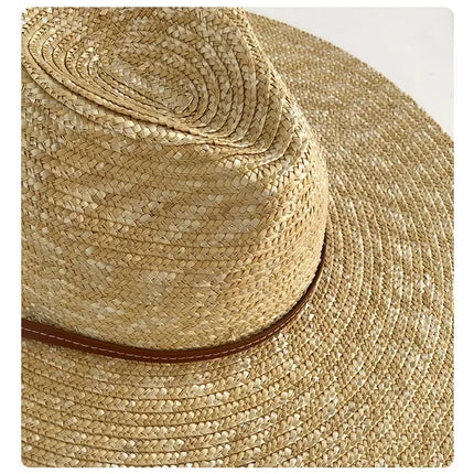 New 2024 Belt Strap Straw Sun Hat For Women Fashion Vacation Beach UV Hats Summer Wide Brim Travel Panama Hats Outdoor Wholesale