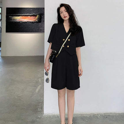 Fashion Office Short Sets Women Korean Loose Two Piece Suits Summer Thin