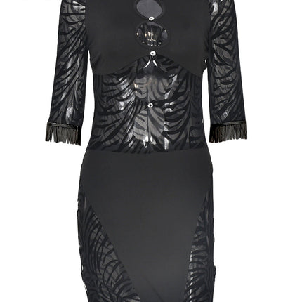 Cut Out Sexy Zebra Mesh Transparent Women's Pencil Short Dresses Mini Dress for Beach Bodycon