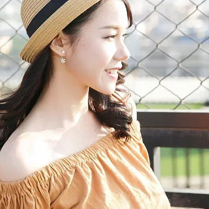 Hats For Women Summer Sun Protection Straw Hat Female Round Top Curled Brim Parent Child Student Sunshade Travel