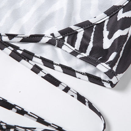 Leopard Zebra Printed Sexy Backless Lace ups Pullover Tees Women O-neck Slim Longsleeve Short T-Shirt