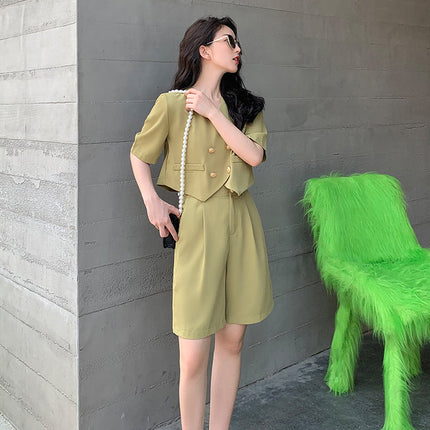 Fashion Office Short Sets Women Korean Loose Two Piece Suits Summer Thin