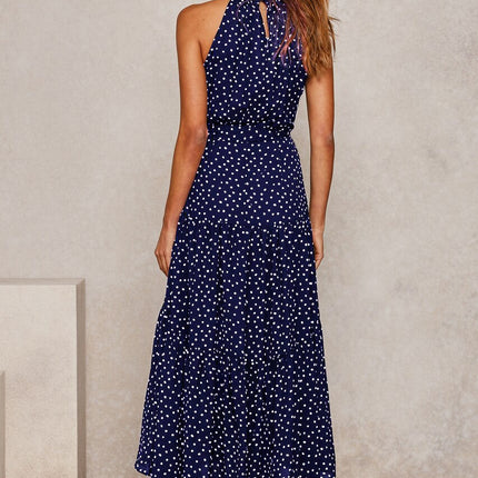 Summer Long Dress Polka Dot Casual Dresses Black Sexy Halter Strapless Sundress Vacation