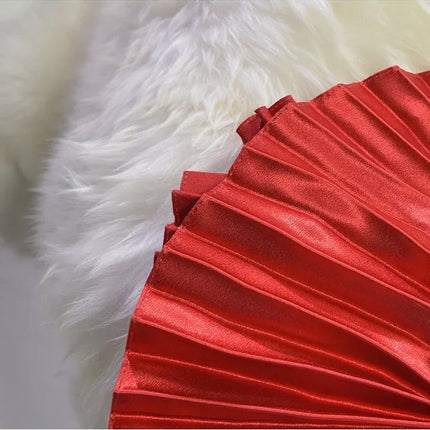 Classic Golden Velvet Pleated Skirt High Waist Retro Style Fashion Office Lady Pleated Long Skirt Winter Velvet Skirt 90cm Long