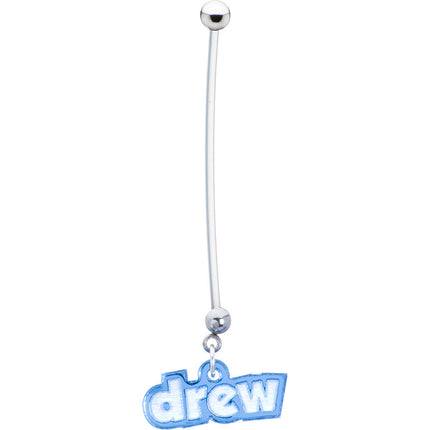 Custom Flexible PTFE Blue Personalized Name Pregnancy Belly Ring