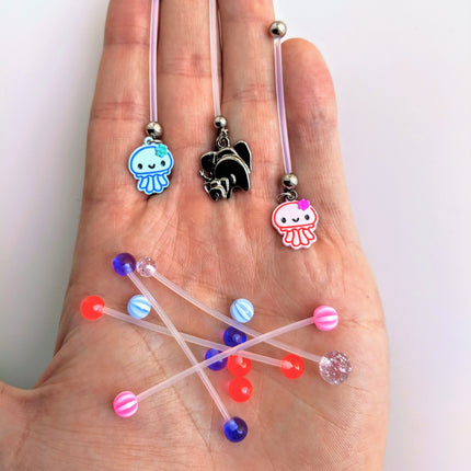 Pink Blue White Acrylic Beach Ball PTFE Pregnancy Belly Ring