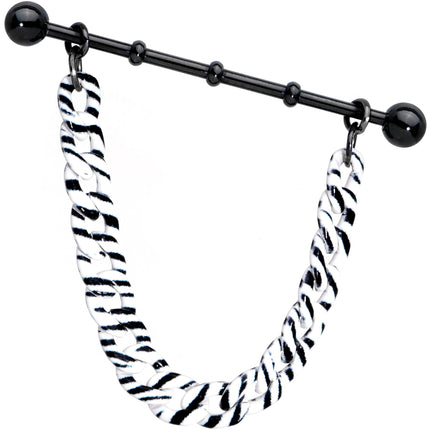 Handcrafted Anodized Titanium Zebra Stripe Industrial Barbell 38mm